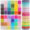 Set de Perlas Artificiales Perforadas Sueltas DIY Coloridas Redondas de ABS Materiales para Joyería Accesorios Caja de 24/28 Compartimentos