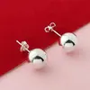 Joyería de Comercio Exterior Chapado en Cobre Plata 925 10mm Aretes de Frijol Brillantes Aretes de Bolas Pequeñas Temu Xiyin Tk Venta Caliente