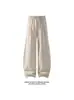 Pantalones casuales de lino sintético ligeros de verano estilo 'old money', holgados de pierna ancha, pantalones largos casuales, de pierna recta versátiles