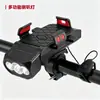Luz de bicicleta, farol dianteiro, suporte multifuncional para celular quatro-em-um, power bank, buzina elétrica, equipamento de ciclismo