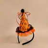 Tocado de Halloween Sombrero Mágico de Bruja Diadema Decoración de Maquillaje Diadema de Encaje Horquilla de Calabaza Accesorio para el Cabello de Fantasma