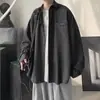 Camisa de Manga Larga Simple Artística de Primavera y Otoño para Hombre Estilo Hong Kong Versátil Holgada Casual Sentido del Diseño Moda Hip-hop Callejera