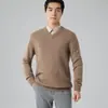 Suéter de Caxemira Masculino de Outono e Inverno Suéter Espesso Tamanho Plus Gola Semi-Alta Solto Camada Interna Camiseta Básica Pulôver Suéter de Lã Masculino