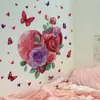 Pegatinas de Pared con Forma de Corazón y Rosas Transfronterizas para Dormitorio, Sala de Estar, Entrada, Pared de Fondo, PVC Autoadhesivas y Removibles