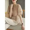 Camisa con Cuello de Encaje con Cordones para Mujer, Nueva Ropa Coreana de Verano 2025, Top Dulce y Versátil