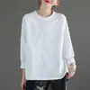 Camiseta Manga Longa 100% Algodão Puro para Mulheres Nova Coleção Primavera & Outono 2026 Estilo Versátil Soltinha Efeito Emagrecedor Cobre a Barriga Gola Redonda Camiseta Básica Top