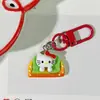 Lindo Llavero de Gato Hamburguesa Papas Fritas Juguete de Comida Gato Kt Colgante Rojo Versátil para Mochila Estilo Femenino