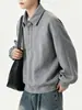 Sudadera de cuello polo de estilo minimalista moderno para hombre, corte holgado, top versátil casual de alta resistencia, nueva colección primavera/otoño