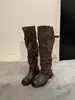 Botas altas de diseño nicho estilo coreano para pantorrilla ancha, nuevo modelo primavera-verano 2026, botas de montar adelgazantes de punta redonda para pantorrilla alta