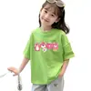 Camiseta de verano 100% algodón para niñas, estilo nuevo, manga corta, moderna, linda, estilo coreano, top de bebé holgado con dibujos animados