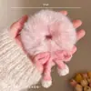 Elástico de Cabelo com Laço de Lã para Crianças Fofo de Pelúcia Corda para Rabo de Cavalo Elástico de Borracha Feito à Mão DIY Faixa de Cabelo Coração de Menina Acessórios de Cabelo