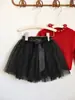 Ropa Infantil en Stock Falda Festiva Brillante Roja de Malla Falda Media de Tres Capas Falda Linda Versátil para Niñas Mayoreo
