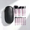 Set de 10 Piezas de Brochas de Maquillaje Portátiles de Mango Corto Rosadas, Varios Colores, Transfronterizo, Dropshipping, Directo de Fábrica