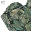 Bustier Jacquard con Estampado de Pez Hueso para Mujer Bandeau Corsé Moldeador Cintura Cruzada Fábrica de Origen Europeo y Americano