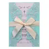 Fábrica en stock tarjeta de invitación hueca para boda invitación con lazo tarjeta de felicitación de boda europea venta al por mayor Shenzhen
