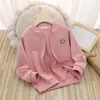 Ropa Infantil Primavera Nueva Niñas Algodón Puro Rizo Traje de Béisbol Combinable Otoño Niñas Niños Medianos y Grandes Chaqueta Cárdigan con Cremallera