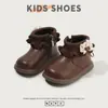 Zapatos de algodón para niñas pequeñas, de dos capas, con forro polar, estilo nuevo 2026, con lazo y puños de punto, suela suave, antideslizantes, botas de princesa para otoño e invierno