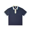Camisa Polo Casual de Punto Plano Jacquard Color-Block Cuello Suelto Moderna de Manga Corta Estilo Unisex Versátil