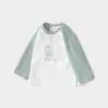 Camiseta Bebê Primavera e Outono Infantil Fina Manga Longa Roupas de Outono Para Meninos e Meninas de Um Ano Casual Passeio Bebê Top