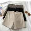 Shorts minimalistas de lã femininos novos outono e inverno cintura alta moda A-line emagrecimento casual calças de perna larga para combinar com um moletom