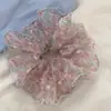 Scrunchie Bordado com Renda de Quatro Camadas Dongdaemun, Prendedor de Cabelo Doce e de Alta Qualidade, Acessório de Cabelo Elegante para Rabo de Cavalo Baixo