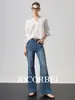 Pantalones de Supermodelo Jocorbei No Ajustados Jeans Acampanados de Cintura Alta para Mujer, Pantalones Bootcut Vintage High Street, Modernos