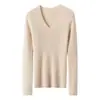 Suéter de Cachemira Rayado de Cuello V para Mujer, Capa Interior de Punto Cálido, Adelgazante, Suave y Agradable para la Piel, Suéter de Punto Base