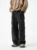 Jeans de Estilo Ropa de Trabajo con Múltiples Bolsillos para Hombre, Lavado Vintage, Pantalones Casuales Japoneses, Pantalones Largos Modernos de Corte Holgado