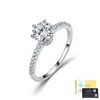 Anillo de Compromiso Clásico de Moissanita de Seis Garras 100 Puntos Plata de Ley S925 Banda Delgada con Piedras Venta al por Mayor Transfronteriza en Stock