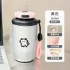 Taza isotérmica de doble boca con estampado de gatito y pez, suave y linda, transfronteriza, con cordón, adecuada para estudiantes, para ir al trabajo y para el coche, portátil y fácil de llevar