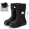 Botas de lluvia de dibujos animados estilo coreano con cordón para niños y niñas, antideslizantes, impermeables, de suela blanda, botas de lluvia para adultos de suela gruesa, botas de lluvia para exteriores para padres e hijos, para hombre