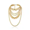 Collar de Cadena Cubana en Capas Transfronterizo Cadena Gruesa Cierre OT Personalizado Estilo Hip-Hop Punk Joyería para Mujer