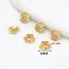 Colgante de Flor de Copo de Nieve de Zirconia Color Dorado 14K Collar de Corazón de Tres Hojas Tapa de Flor para Cuentas Accesorios de Joyería DIY C21