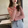 Camiseta básica a rayas con cuello cuadrado para mujer, nuevo estilo otoño e invierno 2026, camiseta de manga larga de moda para principios de otoño