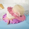 Chapéus Infantis Meninas Verão Proteção Solar Chapéu de Sol Bebê Tricotado Respirável Chapéu de Palha Lazer ao Ar Livre Chapéu de Praia