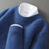 2024 Outono e Inverno Novo Suéter de Lã Completa Engrossado Masculino Gola Redonda Cor Sólida Jacquard Suéter Quente Cashmere Camisa Base de Malha