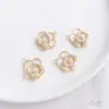 Colgante de Camelia Pintura al Óleo Electrochapado en Oro de 14K Colgante de Flor para Collar Pulsera DIY Hecho a Mano Colgante de Joyería