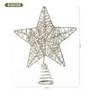 Decoração de topo de árvore de Natal transfronteiriça, suprimentos de decoração de estrela de cinco pontas, estrela dourada tridimensional, decorações de cena de Natal