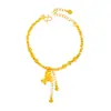 Pulseira de Ouro Brilhante 24K com Símbolos de Dinheiro e Franjas, Nova Pulseira Estilo Chinês de Luxo Leve Ano do Cavalo, Mesmo Estilo da Loja de Ouro Puzuo
