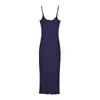Vestido Sexy Estilo Europeu e Americano Justo ao Corpo com Fenda nas Costas e Alças Finas Verão Novo Estilo Cintura Marcada Modelador Corporal Longo Hot Girl