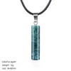 Collar Cilíndrico de Cristal Natural de 30 mm Estilo Minimalista Europeo y Americano Transfronterizo Colgante de Piedra Preciosa Cilíndrica Tallada de Ágata en Bruto