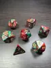 Conjunto de Dados Poliédricos D&D com Padrão de Mármore, Cores Misturadas, Transparente, D4D6D8D10D12D20 Lados, Tabuleiro Coc, Conjunto de Sete Peças