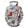 Sudadera con capucha impresa en 3D de Hip-Hop Retro Street Graffiti, Estilo Hip-Hop Europeo y Americano, Corte Holgado, Sudadera Unisex para Pareja