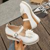 Zapatos de Moda Gruesos Europeos y Americanos de Comercio Exterior Transfronterizo para Mujer Talla Grande Estilo Étnico Tacón de Cuña Floral Zapatos con Hebilla