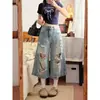 Shorts jeans cropped wide leg rasgado estilo retrô americano para mulheres, outono cintura alta plus size emagrecedor solto reto
