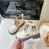 Botines cálidos con forro de polar para niños, nueva colección otoño/invierno 2026, lindo diseño de conejo con diamantes de imitación, botines estilo Martin para niñas, disponibles en tallas para niños medianos y grandes
