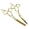 Tijeras Profesionales Curvas para Peluquería de 6.0 pulgadas Color Dorado, Tijeras para Cortar el Cabello, Tijeras Planas, Tijeras Entresacadoras
