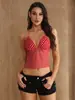 Top de tirantes pequeño personalizado Aiyimu para llevar sobre una banda para el vientre, entrega rápida, ODM y OEM disponibles, atuendo sexy y elegante para chicas calientes