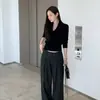 Tamanhos atualizados disponíveis: Chique coreano outono novo estilo elegante gola balanço versátil manga longa malha top para mulheres 18464