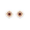 Brincos de Tarraxa Roxo Romântico da Idade Média Femininos Brincos Geométricos de Alta Qualidade 2025 Novos Brincos Elegantes com Flor Francesa para Mulheres